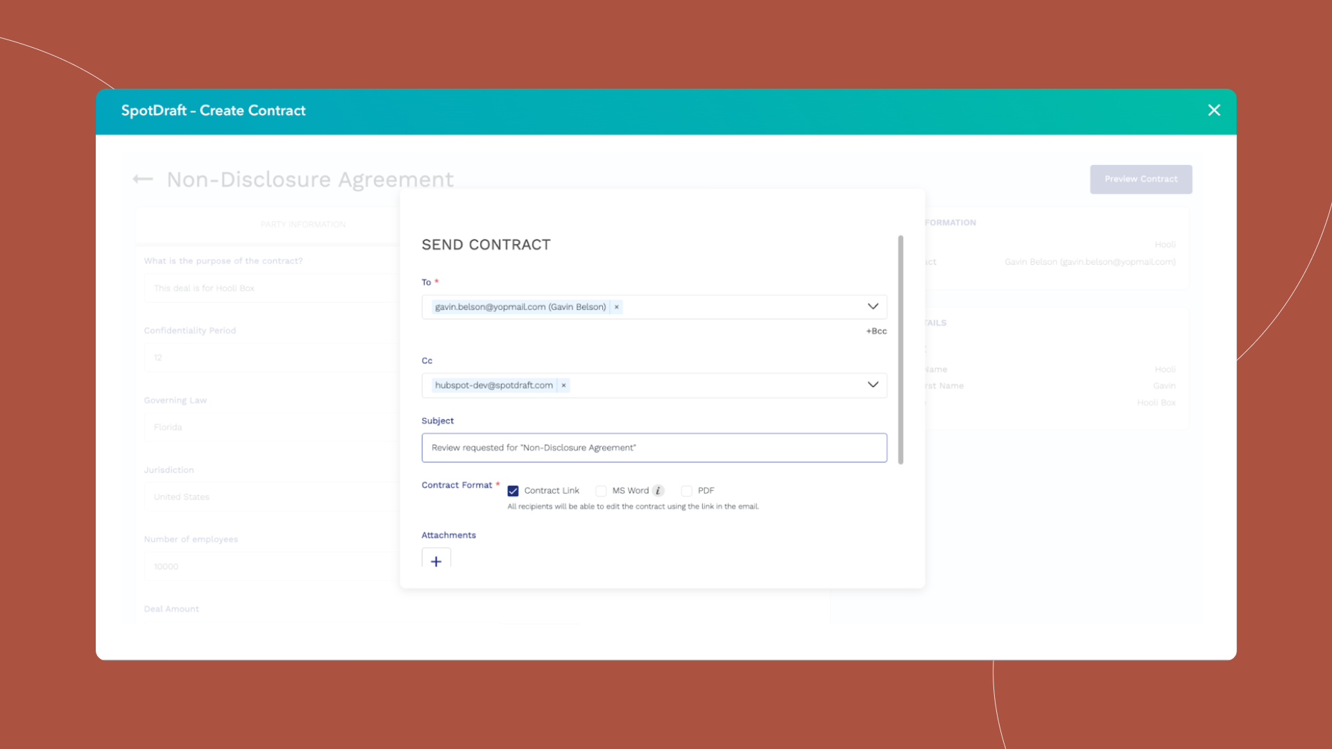 Request signatures from the HubSpot deal